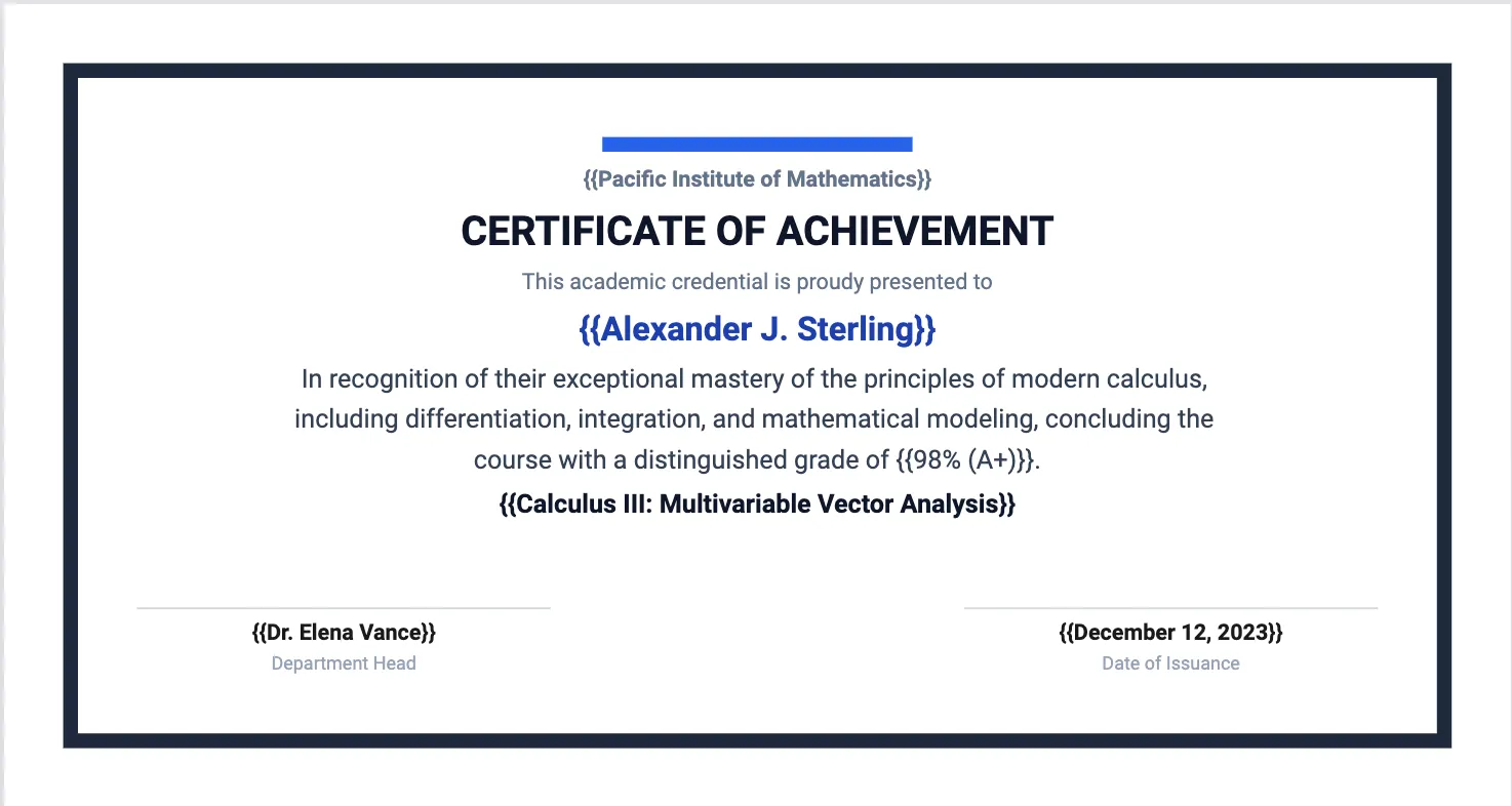 Generated certificate template