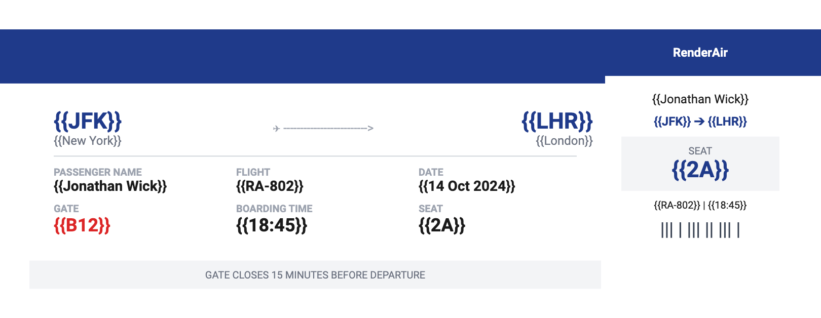Airplane ticket PDF template