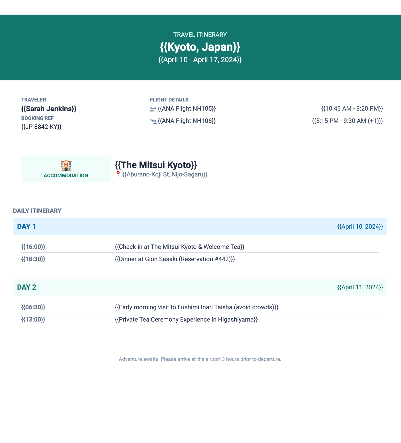 Travel itinerary PDF template